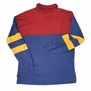 Vintage Eddie Bauer Rugby Shirt XL Striped Cotton Mock Neck Colorblock 80s 90s
